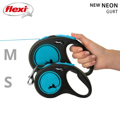 Flexi New Neon bandkoppel blått, 5 m