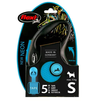 Flexi New Neon bandkoppel blått, 5 m