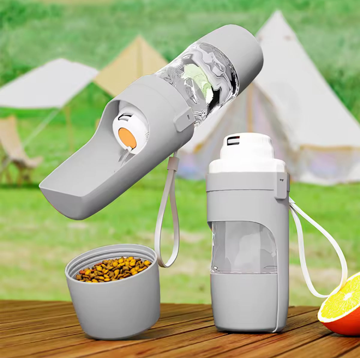 PawSip 2-i-1 Reseflaska med Integrerad Drickskål, 450 ml Vattenbehållare och 150 ml