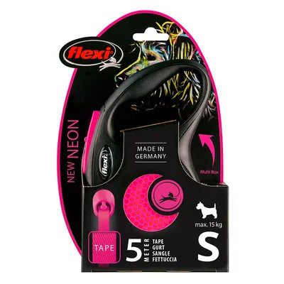 Flexi New Neon bandkoppel blått, 5 m