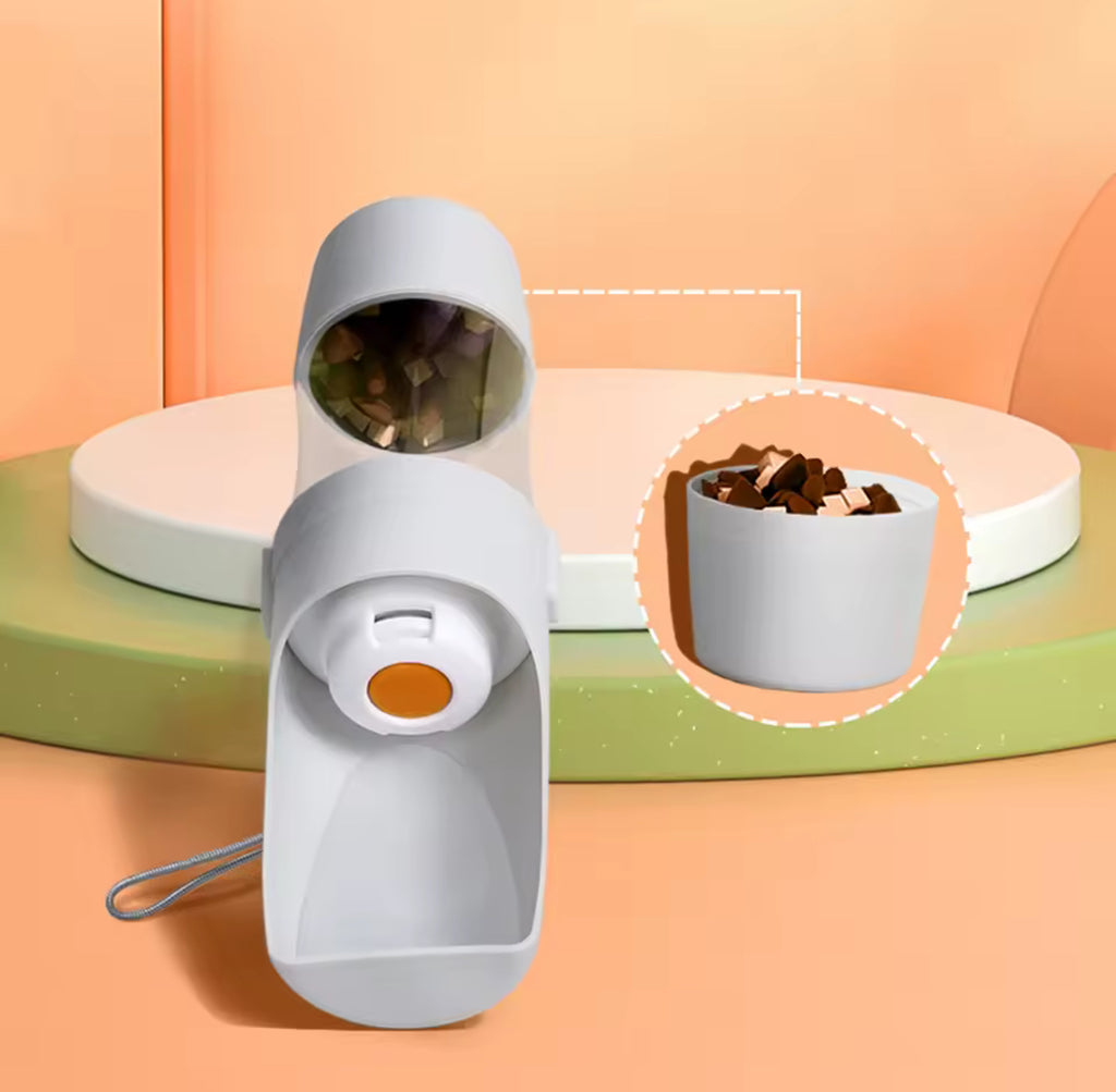 PawSip 2-i-1 Reseflaska med Integrerad Drickskål, 450 ml Vattenbehållare och 150 ml
