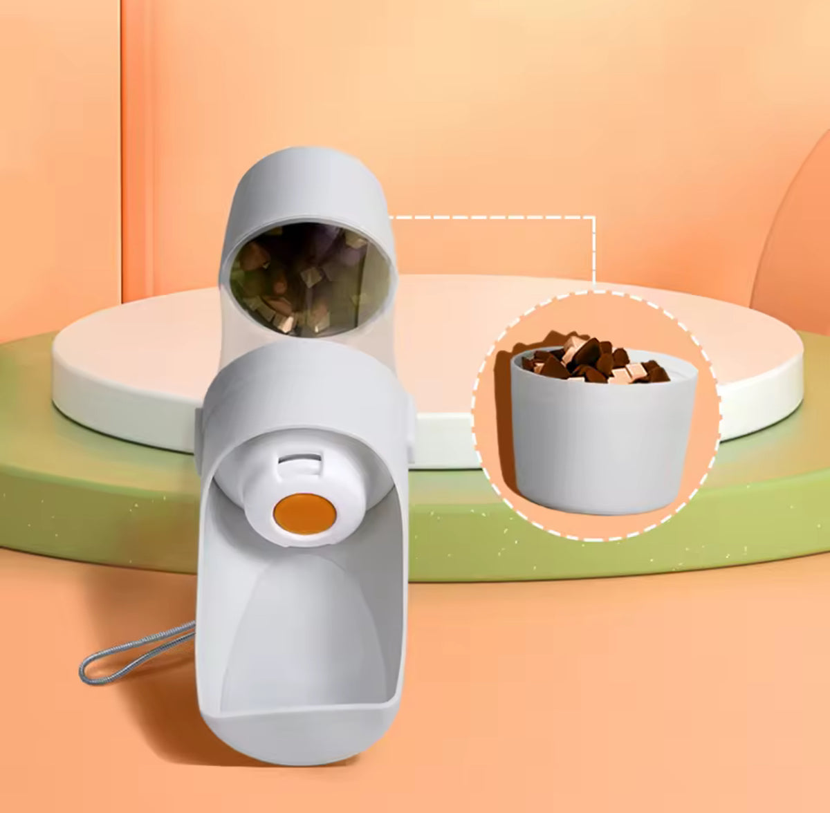 PawSip 2-i-1 Reseflaska med Integrerad Drickskål, 450 ml Vattenbehållare och 150 ml