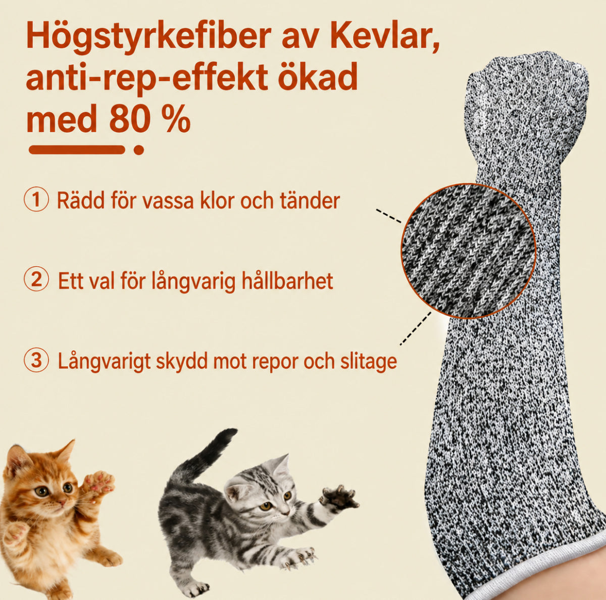 Skyddshandskar mot Kattklor, Repor och Bett