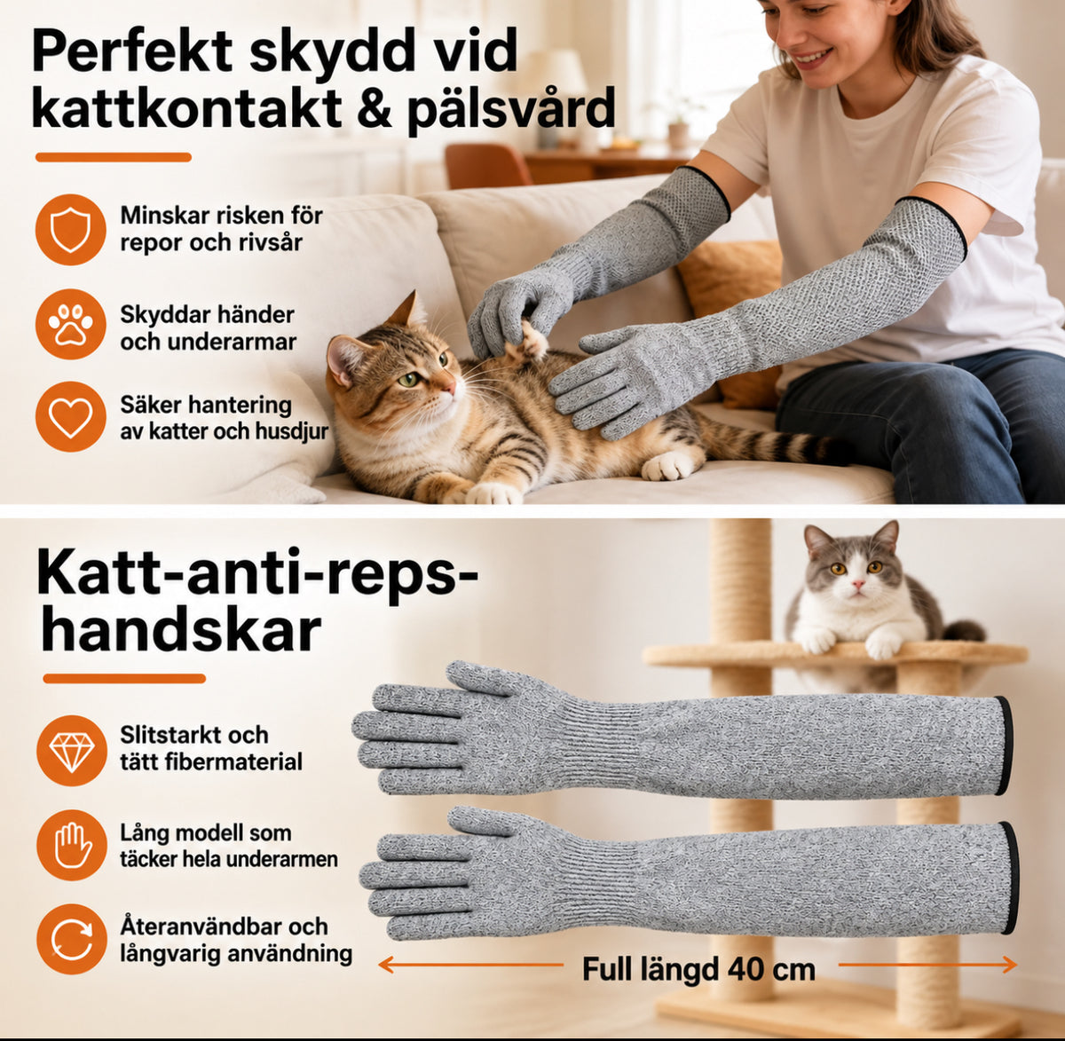 Skyddshandskar mot Kattklor, Repor och Bett