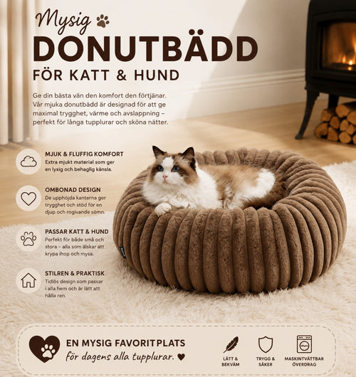 Fluffig mysig Donutbädd för Katt & Hund